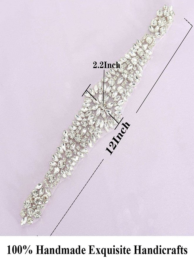 Pardecor Rhinestone Belt Silver Women Applique Trim Bridal Wedding Sash Belts Dress Crystal Belt Evening Dresses Gown - Image 3